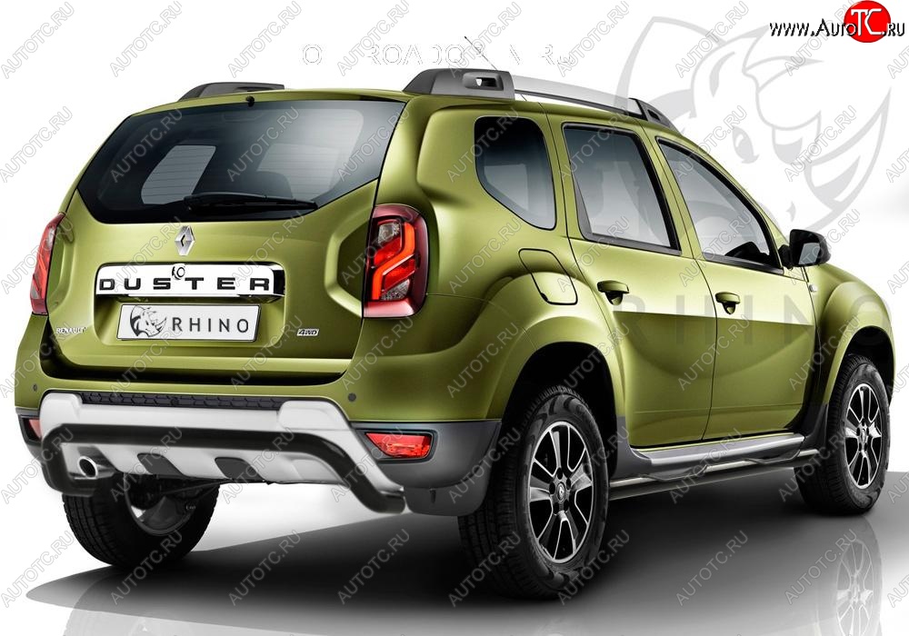 24 549 р. Пороги труба d76 с накладкой ч. сталь SLITKOFF. (v3)  Renault Duster  HS (2015-2021) рестайлинг  с доставкой в г. Керчь