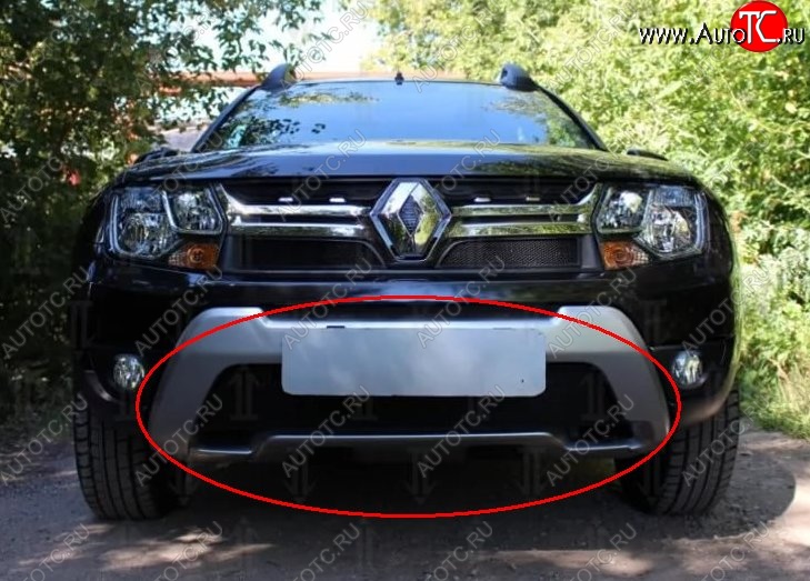 1 469 р. Нижняя защитная сетка на бампер Russtal (черная) Renault Duster HS рестайлинг (2015-2021)  с доставкой в г. Керчь
