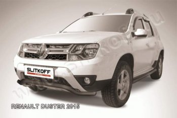 Защита переднего бампер (сталь с полимерным покрытием, волна 57 мм) Slitkoff Renault Duster  HS (2015-2021) рестайлинг