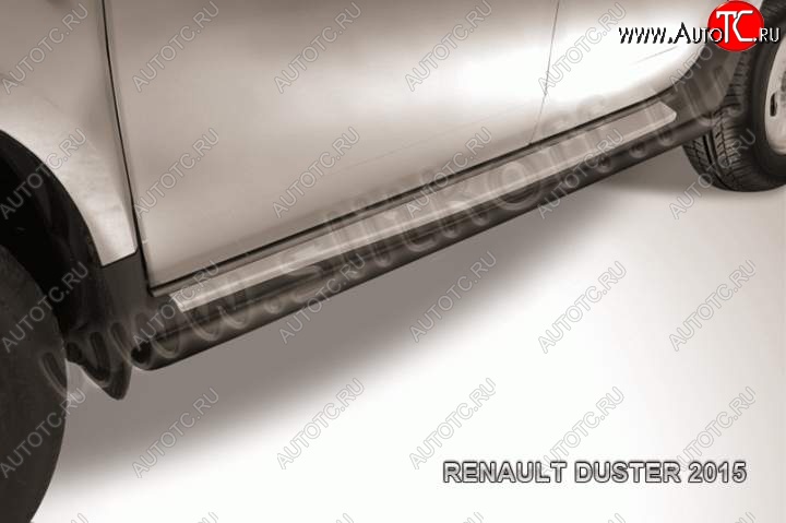 10 599 р. Защита порогов Slitkoff Renault Duster HS рестайлинг (2015-2021) (Цвет: серебристый)  с доставкой в г. Керчь