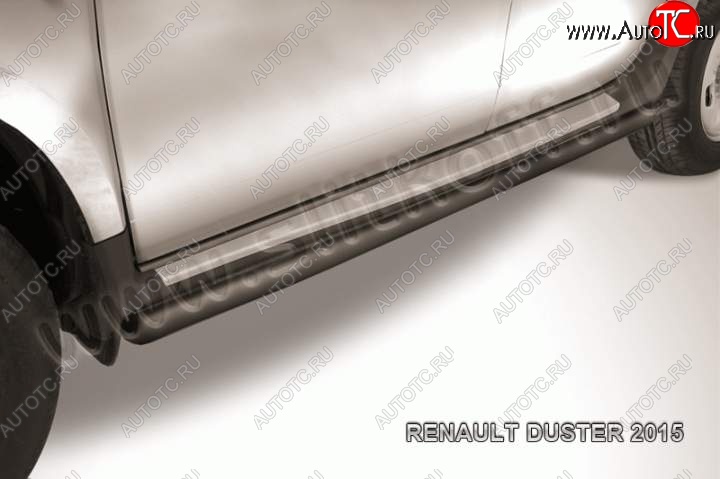 11 599 р. Защита порогов Slitkoff  Renault Duster  HS (2015-2021) рестайлинг (Цвет: серебристый)  с доставкой в г. Керчь