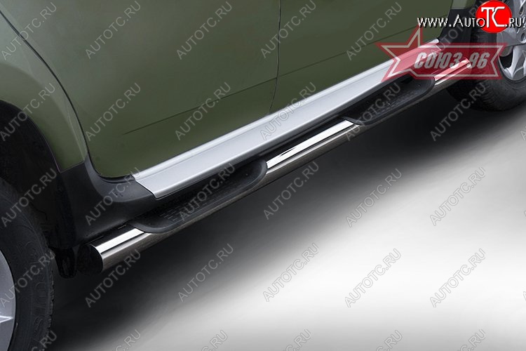 15 929 р. Защита порогов с проступью Souz-96 (d76) Renault Duster HS рестайлинг (2015-2021)  с доставкой в г. Керчь