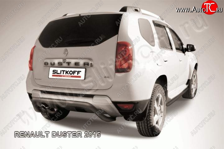7 999 р. Защита задняя Slitkoff  Renault Duster  HS (2015-2021) рестайлинг (Цвет: серебристый)  с доставкой в г. Керчь
