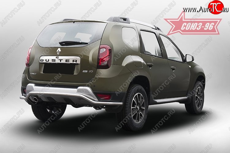 8 504 р. Волнистая защита заднего бампера с диаметром 42мм Souz-96 Renault Duster HS рестайлинг (2015-2021)  с доставкой в г. Керчь