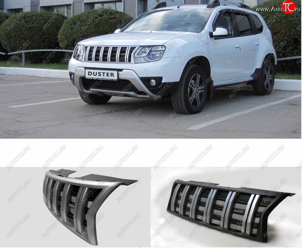 7 099 р. Решетка радиатора Next Renault Duster HS дорестайлинг (2010-2015) (цвет: Серебро с черным матовым)  с доставкой в г. Керчь