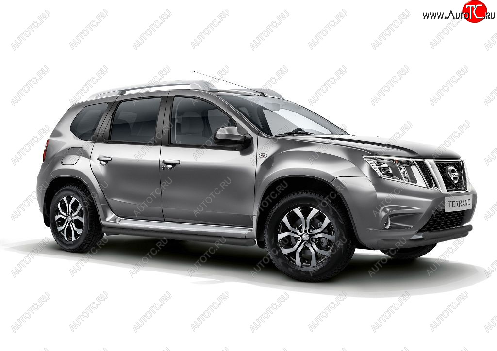 6 699 р. Защита порогов вогнутая из трубы Ø63 Petroil Tuning  Nissan Terrano  D10 (2013-2022), Renault Duster  HS (2010-2021) (шагрень ППК)  с доставкой в г. Керчь