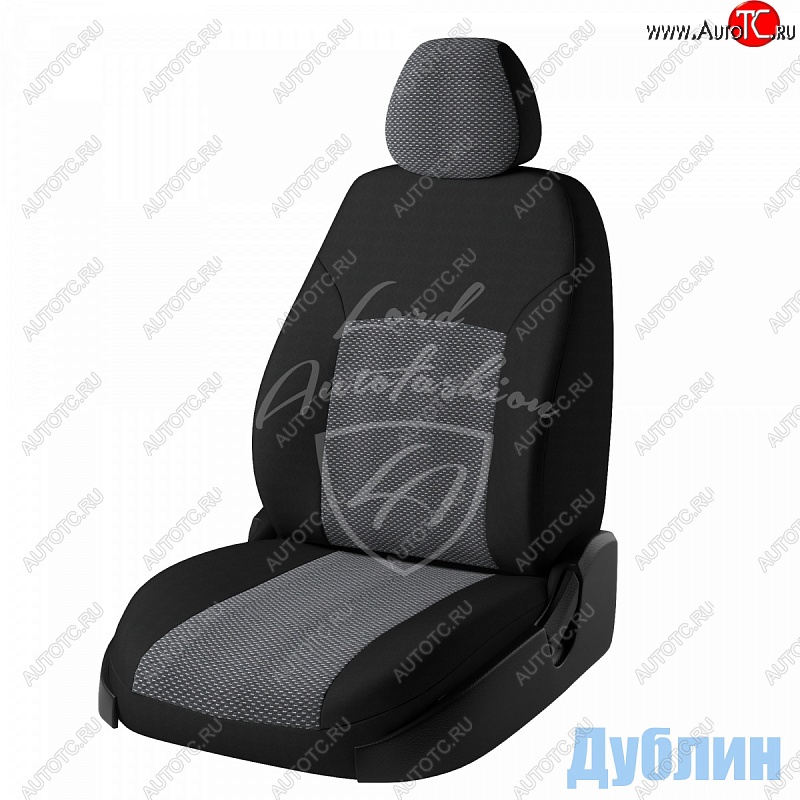 6 349 р. Чехлы для сидений Lord Autofashion Дублин (жаккард, раздельная спинка) Renault Duster HS рестайлинг (2015-2021) (Черный, вставка Ёж Белый)  с доставкой в г. Керчь