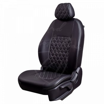 Чехлы для сидений Lord Autofashion Турин Ромб (экокожа, 60/40) Renault Duster  HS (2015-2021) рестайлинг (Черный, вставка черная, строчка серая)
