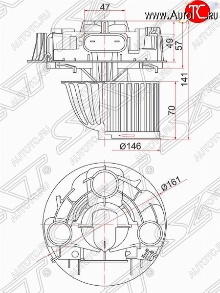 2 499 р. Мотор отопителя салона (W/O A/C) SAT  Renault Duster  HS (2010-2021), Renault Logan  1 (2004-2016), Renault Sandero  (BS) (2009-2014), Renault Sandero Stepway  (BS) (2010-2014), Лада Ларгус (2012-2021)  с доставкой в г. Керчь