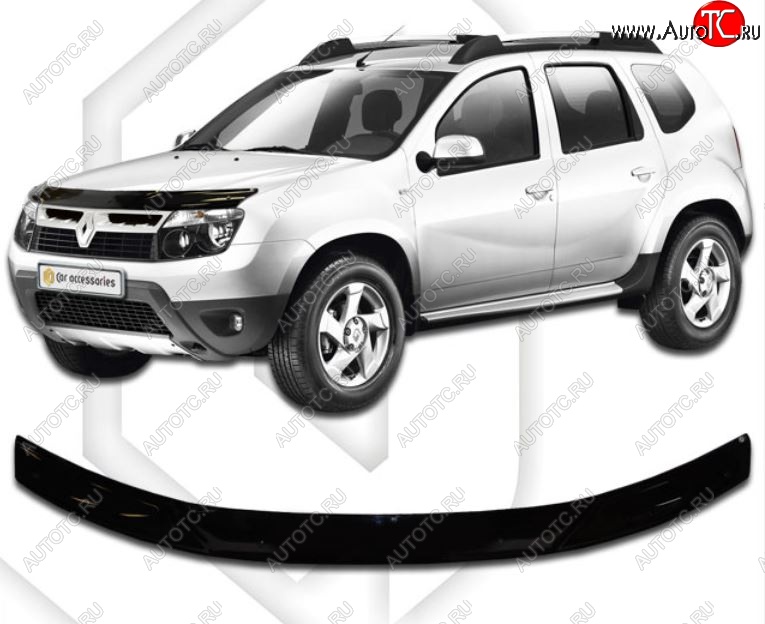 1 899 р. Дефлектор капота CA-Plastic Renault Duster HS дорестайлинг (2010-2015) (Classic черный, Без надписи)  с доставкой в г. Керчь