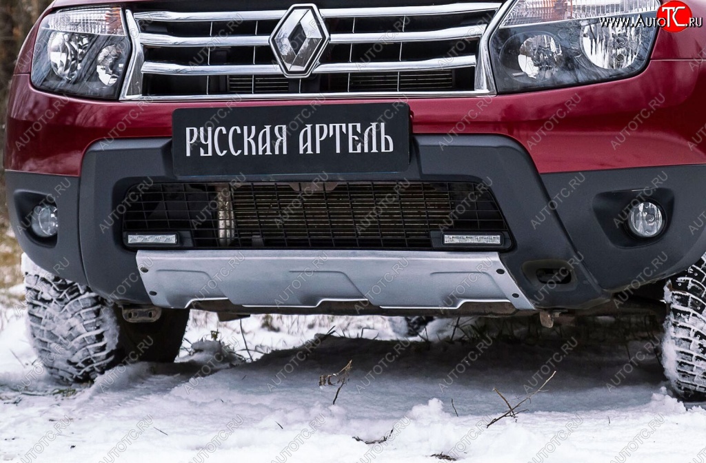 3 399 р. Накладка переднего бампера RA  Renault Duster  HS (2010-2015) дорестайлинг (Поверхность шагрень (серый металлик))  с доставкой в г. Керчь
