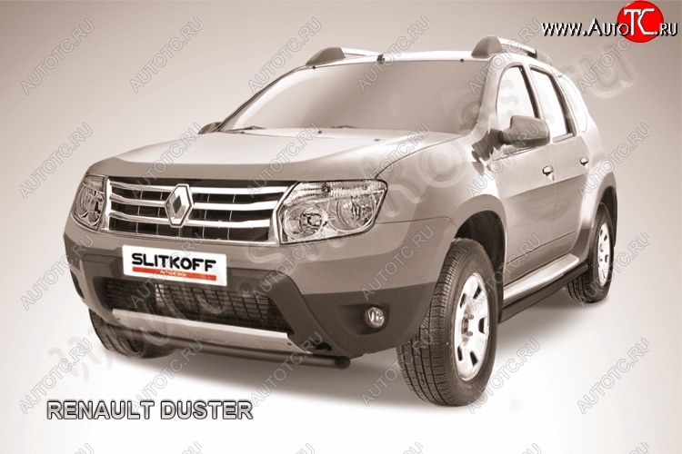 6 849 р. Защита переднего бампер Slitkoff Renault Duster HS дорестайлинг (2010-2015) (Цвет: серебристый)  с доставкой в г. Керчь