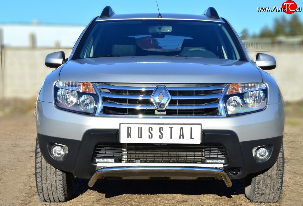 13 399 р. Защита переднего бампера (Ø42 мм, нержавейка, 4х4) SLITKOFF  Renault Duster  HS (2010-2015) дорестайлинг  с доставкой в г. Керчь