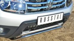 13 399 р. Защита переднего бампера (Ø42 мм, нержавейка, 4х4) SLITKOFF  Renault Duster  HS (2010-2015) дорестайлинг  с доставкой в г. Керчь. Увеличить фотографию 2