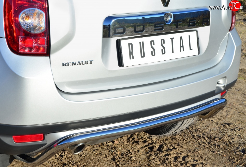 12 549 р. Защита заднего бампера (Ø42 мм волна короткая, нержавейка) SLITKOFF  Renault Duster  HS (2010-2015) дорестайлинг  с доставкой в г. Керчь