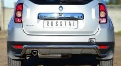 Защита заднего бампера (Ø42 мм волна, нержавейка, 4х4) SLITKOFF Renault Duster  HS (2010-2015) дорестайлинг