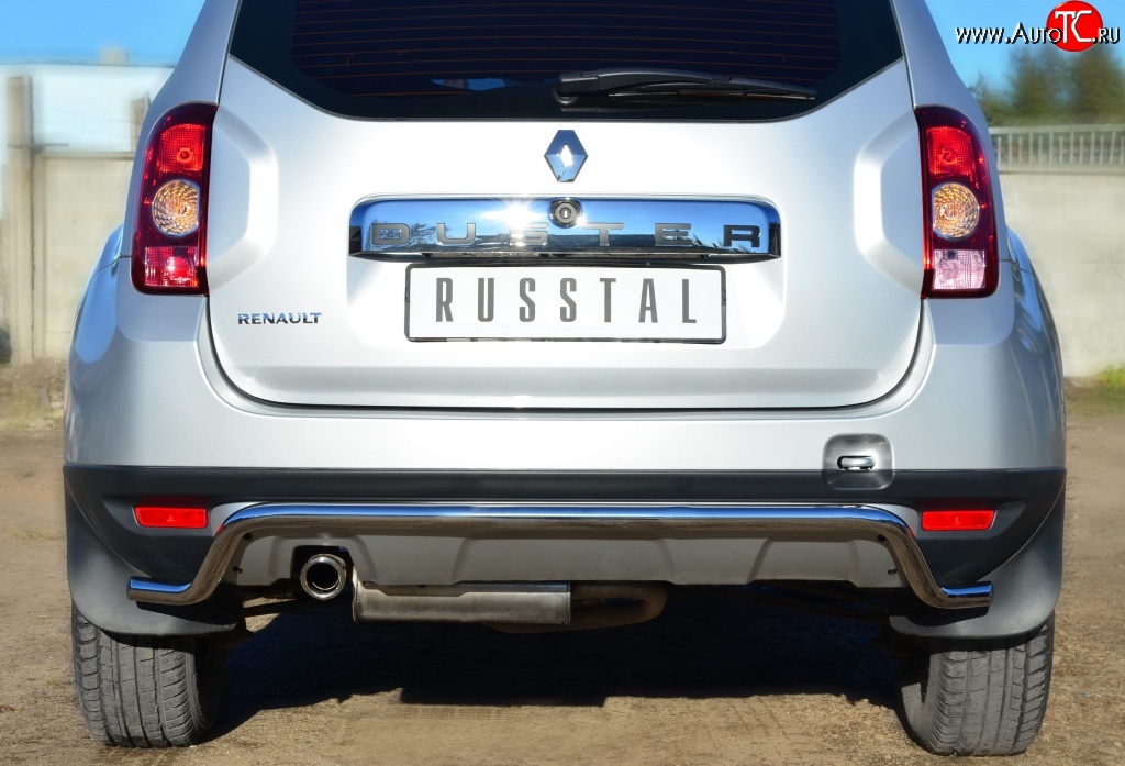 13 399 р. Защита заднего бампера (Ø42 мм волна, нержавейка, 4х4) SLITKOFF  Renault Duster  HS (2010-2015) дорестайлинг  с доставкой в г. Керчь