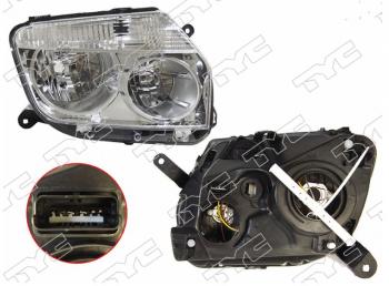 Правая фара передняя TYC (хром, под электрокорректор) Renault Duster  HS (2010-2015) дорестайлинг