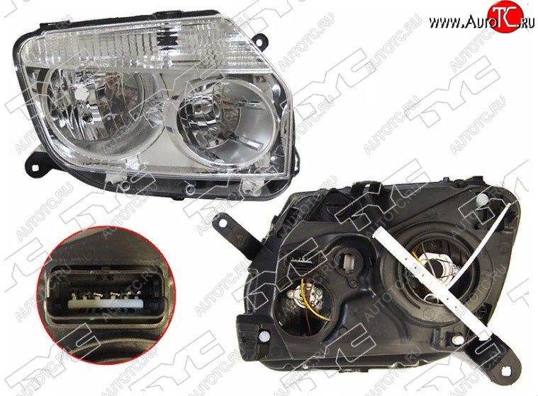 7 999 р. Правая фара передняя TYC (хром, под электрокорректор)  Renault Duster  HS (2010-2015) дорестайлинг  с доставкой в г. Керчь