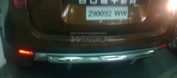 Защита заднего бампера WINBO (Ø63 мм, нержавейка) Renault Duster  HS (2010-2015) дорестайлинг (Комплектация 4х4)