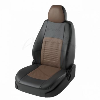 Чехлы для сидений Lord Autofashion Турин (экокожа, сплошная спинка) Renault Duster  HS (2010-2015) дорестайлинг (Черный, вставка коричневая)