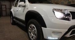 3 299 р. Накладки на боковые части переднего бампера с LED ДХО Drive Renault Duster HS дорестайлинг (2010-2015) (Неокрашенная)  с доставкой в г. Керчь. Увеличить фотографию 2