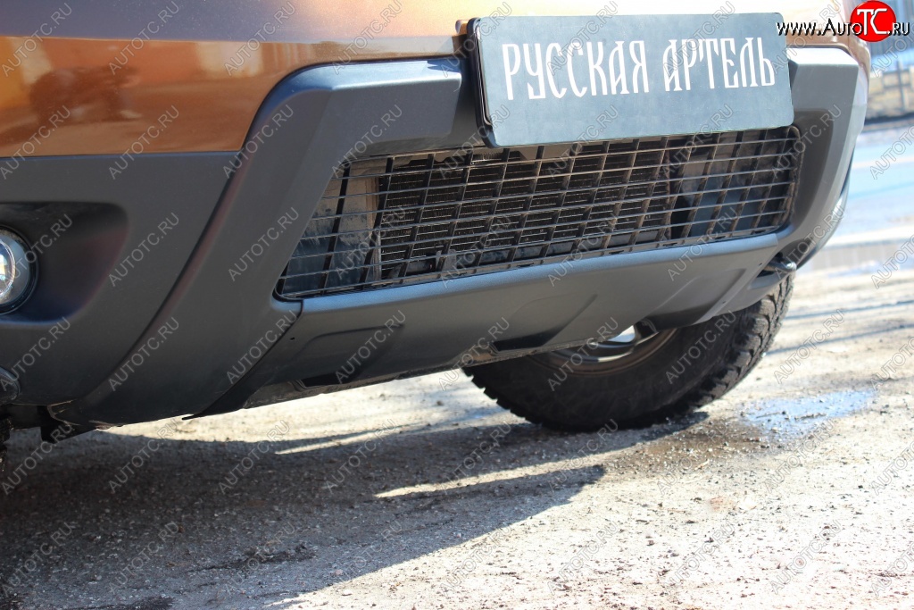 6 449 р. Накладка на передний бампер RA (усиленная)  Renault Duster  HS (2010-2015) дорестайлинг (Поверхность шагрень (серый металлик))  с доставкой в г. Керчь