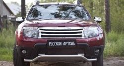 2 199 р. Защитная сетка решетки переднего бампера (c дхо и обвесом) РА  Renault Duster  HS (2010-2015) дорестайлинг  с доставкой в г. Керчь. Увеличить фотографию 2