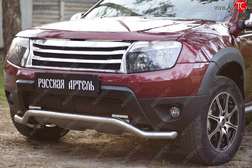 2 199 р. Защитная сетка решетки переднего бампера (c дхо и обвесом) РА  Renault Duster  HS (2010-2015) дорестайлинг  с доставкой в г. Керчь