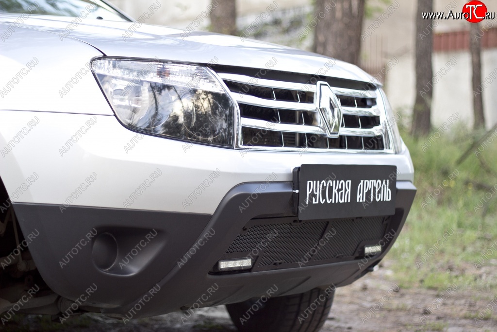 2 249 р. Защитная сетка решетки переднего бампера (с дхо без обвеса) РА  Renault Duster  HS (2010-2015) дорестайлинг  с доставкой в г. Керчь