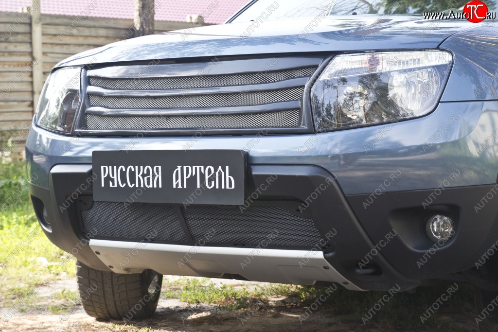 2 279 р. Защитная сетка решетки переднего бампера (с обвесом без дхо) РА  Renault Duster  HS (2010-2015) дорестайлинг  с доставкой в г. Керчь