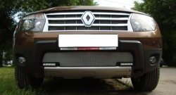 1 539 р. Сетка на бампер с вырезом под ДХО Russtal (хром) Renault Duster HS дорестайлинг (2010-2015)  с доставкой в г. Керчь. Увеличить фотографию 3