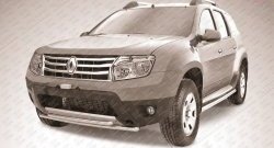 Двойная защита переднего бампера из труб диаметрами по 42 мм Slitkoff Renault Duster  HS (2010-2015) дорестайлинг (Нержавеющая сталь)