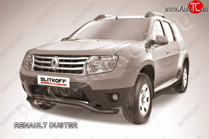 7 999 р. Защита переднего бампер Slitkoff Renault Duster HS дорестайлинг (2010-2015) (Цвет: серебристый)  с доставкой в г. Керчь