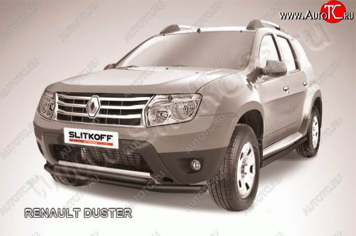 8 599 р. защита переднего бампера Slitkoff Renault Duster HS дорестайлинг (2010-2015) (Цвет: серебристый)  с доставкой в г. Керчь