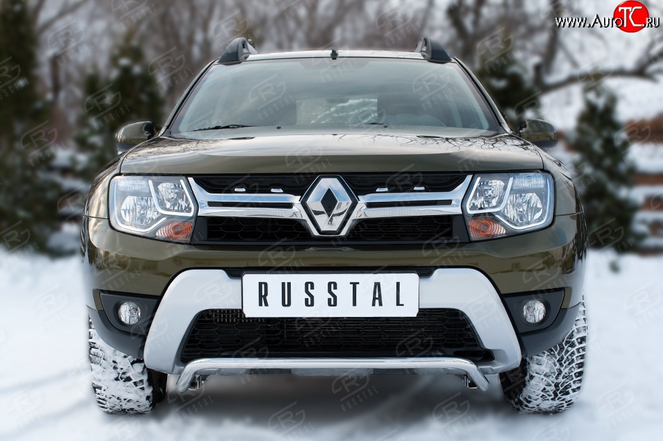 11 349 р. Защита переднего бампера (Ø42 мм волна, нержавейка) SLITKOFF  Renault Duster  HS (2015-2021) рестайлинг  с доставкой в г. Керчь