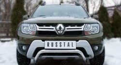 Защита переднего бампера (Ø63 мм волна, нержавейка) SLITKOFF Renault Duster  HS (2015-2021) рестайлинг