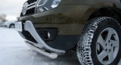 11 399 р. Одинарная защита переднего бампера диаметром 63 мм (рестайлинг) SLITKOFF  Renault Duster  HS (2010-2021) дорестайлинг, рестайлинг  с доставкой в г. Керчь. Увеличить фотографию 3