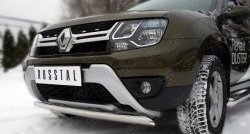 13 799 р. Защита переднего бампера (Ø75х42 мм, нержавейка) SLITKOFF  Renault Duster  HS (2015-2021) рестайлинг  с доставкой в г. Керчь. Увеличить фотографию 2