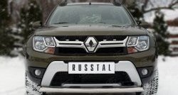 Защита переднего бампера (Ø75х42 мм, нержавейка) SLITKOFF Renault Duster  HS (2015-2021) рестайлинг