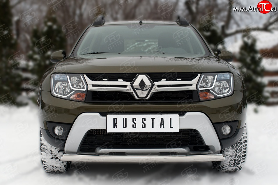 13 799 р. Защита переднего бампера (Ø75х42 мм, нержавейка) SLITKOFF  Renault Duster  HS (2015-2021) рестайлинг  с доставкой в г. Керчь