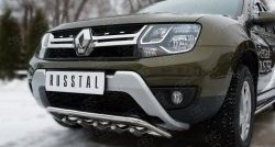 18 649 р. Защита переднего бампера (Ø42 мм с зубами, нержавейка) SLITKOFF  Renault Duster  HS (2010-2021) дорестайлинг, рестайлинг  с доставкой в г. Керчь. Увеличить фотографию 2
