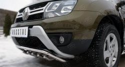 18 649 р. Защита переднего бампера (Ø42 мм с зубами, нержавейка) SLITKOFF  Renault Duster  HS (2010-2021) дорестайлинг, рестайлинг  с доставкой в г. Керчь. Увеличить фотографию 3