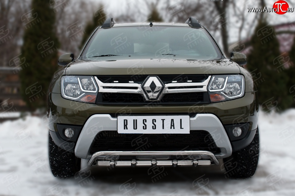 18 649 р. Защита переднего бампера (Ø42 мм с зубами, нержавейка) SLITKOFF  Renault Duster  HS (2010-2021) дорестайлинг, рестайлинг  с доставкой в г. Керчь