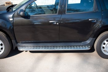 22 999 р. Широкая защита порогов из трубы диаметром 42 мм SLITKOFF v2  Renault Duster  HS (2010-2015) дорестайлинг  с доставкой в г. Керчь. Увеличить фотографию 2