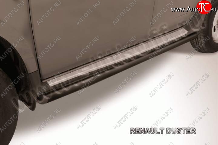 9 649 р. Защита порогов Slitkoff  Renault Duster  HS (2010-2015) дорестайлинг (Цвет: серебристый)  с доставкой в г. Керчь