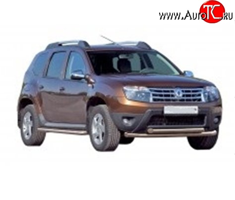 55 999 р. Широкая защита порогов из трубы диаметром 63.5 мм Металл Дизайн  Renault Duster  HS (2010-2015) дорестайлинг (сталь с полимерным покрытием, цвет серебро)  с доставкой в г. Керчь