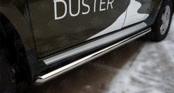 69 999 р. Защита порогов из круглой трубы диаметром 63 мм (рестайлинг) Russtal Renault Duster HS дорестайлинг (2010-2015) (Защита порогов с со скосами на торцах (вариант 1))  с доставкой в г. Керчь. Увеличить фотографию 2