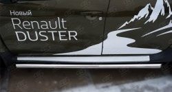69 999 р. Защита порогов из круглой трубы диаметром 63 мм (рестайлинг) Russtal Renault Duster HS дорестайлинг (2010-2015) (Защита порогов с со скосами на торцах (вариант 1))  с доставкой в г. Керчь. Увеличить фотографию 3