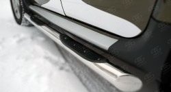 83 999 р. Защита порогов с пластиковыми вставками для ног из круглой трубы диаметром 76 мм (рестайлинг) Russtal Renault Duster HS дорестайлинг (2010-2015) (Защита порогов с со скосами на торцах (вариант 1))  с доставкой в г. Керчь. Увеличить фотографию 2
